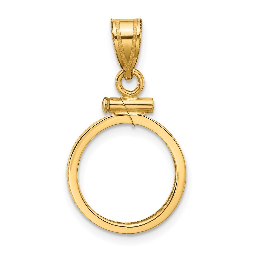 14k Yellow Gold Polished 14.0mm X 1.1mm Screw Top Coin Bezel Pendant